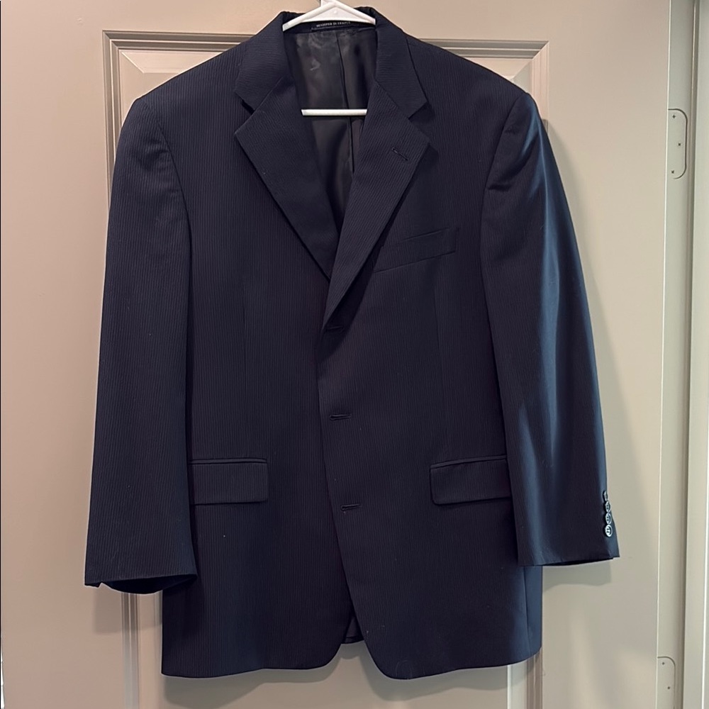 Navy pinstripe men’s suit